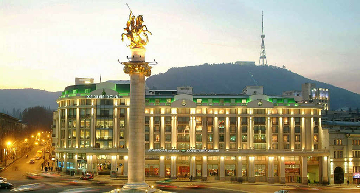 A view of the Marriott Courtyard Tbilisi Hotel, venue of the 22nd Meeting of the Plants Committee (PC) of the Convention on International Trade in Endangered Species of Wild Fauna and Flora (CITES) (photo courtesy of the Marriott Courtyard Tbilisi Hotel)