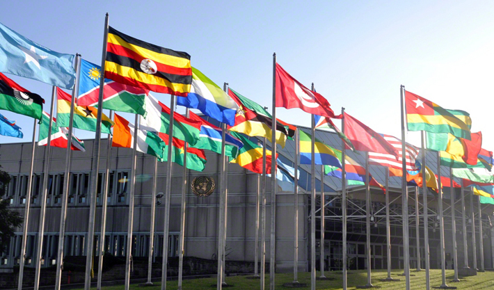 Flags at the UN Offices in Addis Ababa, Ethiopia