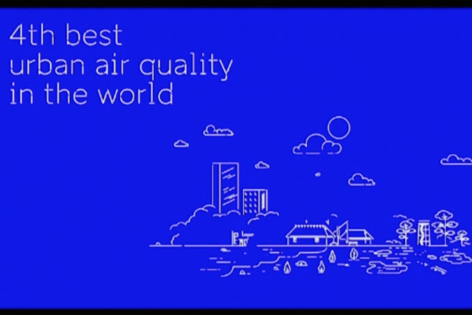 A slide from Estonia's VNR highlighting the country's success with air quality.