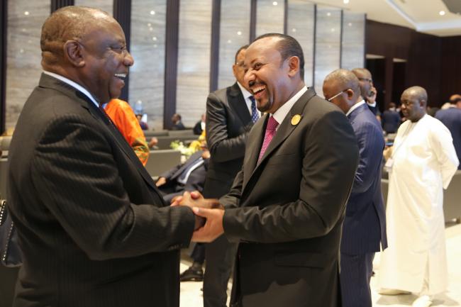 Matamela Cyril Ramaphosa, President of South Africa, with Abiy Ahmed Ali, Prime Minister of Ethiopia