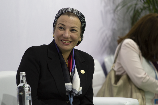 Yasmine Fouad, Egyptian Minister of Environment and Convention on Biological Diversity (CBD) COP 14 President -3- Restoring balance with nature for a sustainable future COP27 Side Event - 15 Nov 2022 - Photo