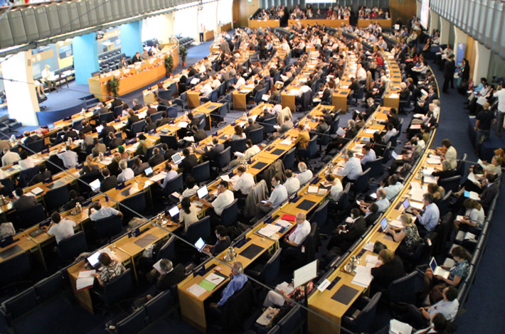 A bird's eye view of the meeting room.