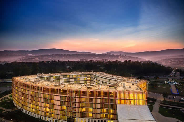 A view of the Radisson Blu Hotel & Convention Centre, Kigali, venue of the Resumed OEWG 38 and MOP 28 (photo courtsy of the Radisson Blu Hotel & Convention Centre, Kigali)