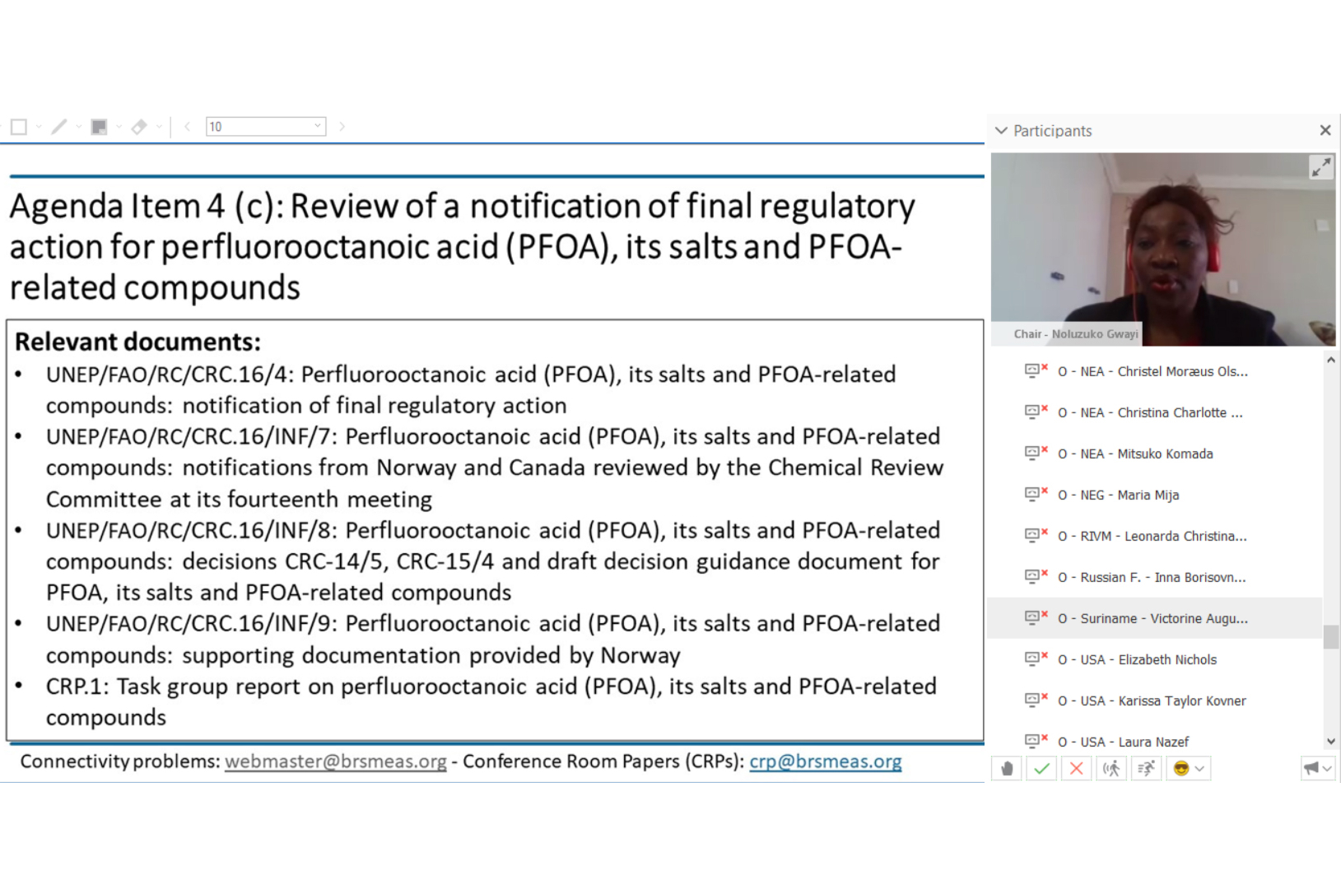 Delegates spent most of Tuesday’s session discussing Norway’s notification of final regulatory action PFOA, its salts and PFOA-related compounds.
