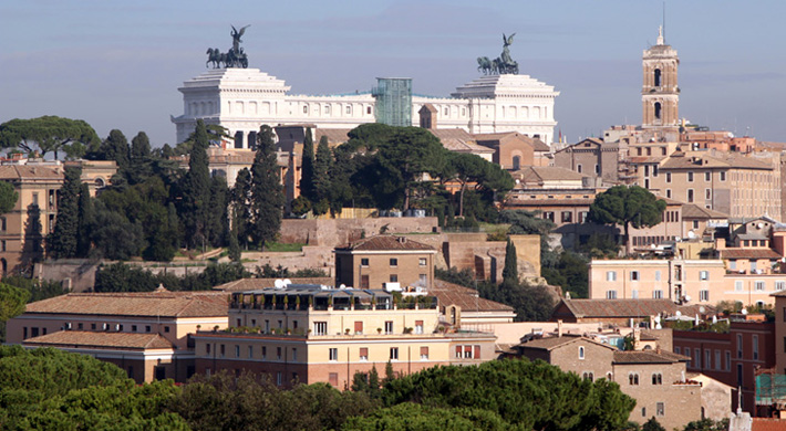 Il Vittoriano in Rome as seen from the Aventino hill