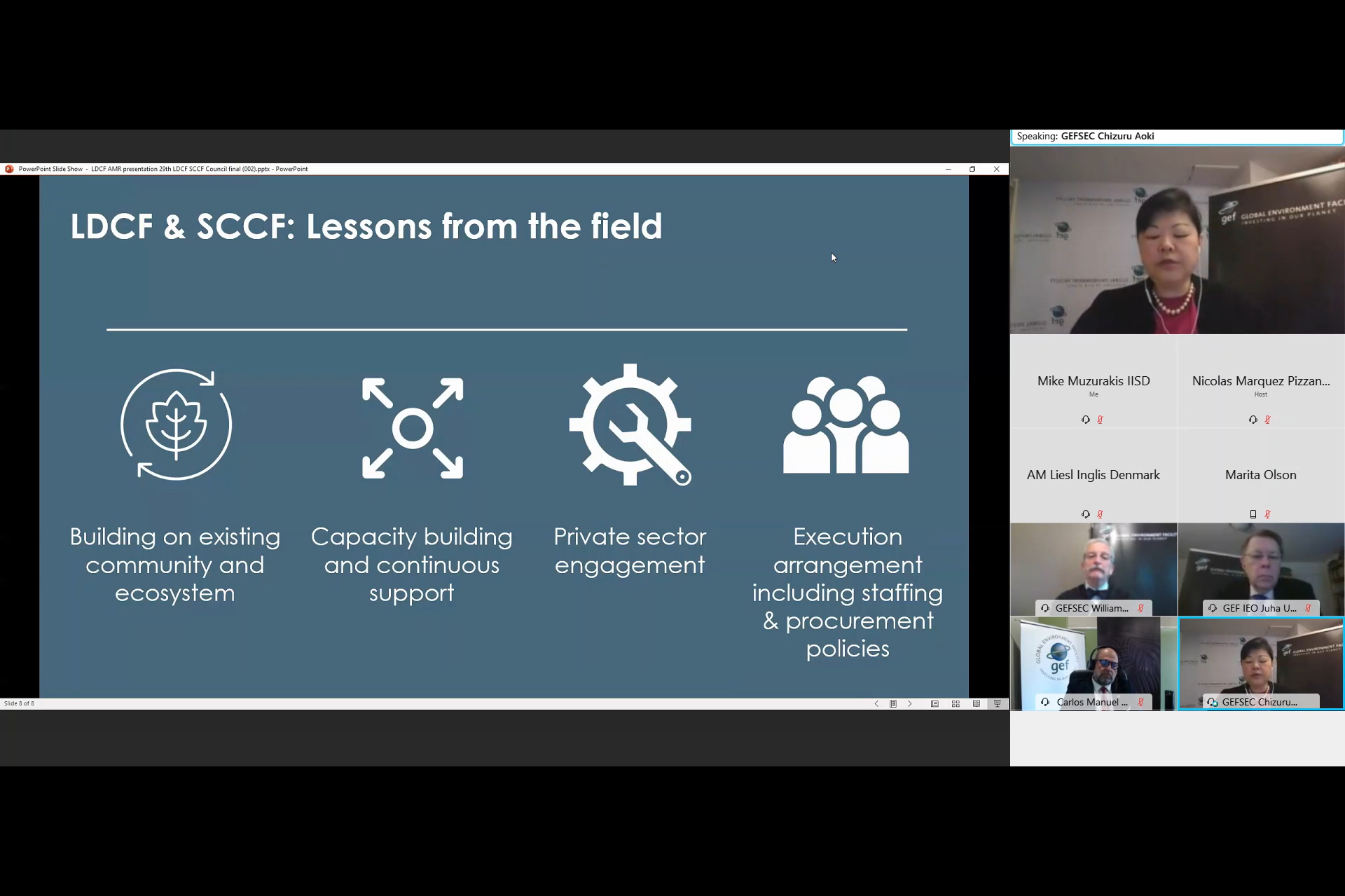 Chizuru Aoki, GEF Secretariat, presenting the Annual Monitoring Review of the LDCF and SCCF