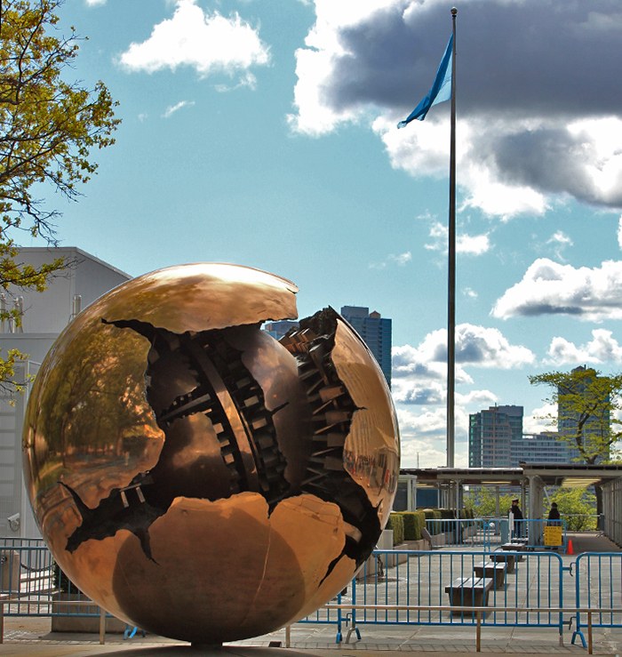 Sphere within a Sphere by Arnaldo Pomodoro, located in front of the UN