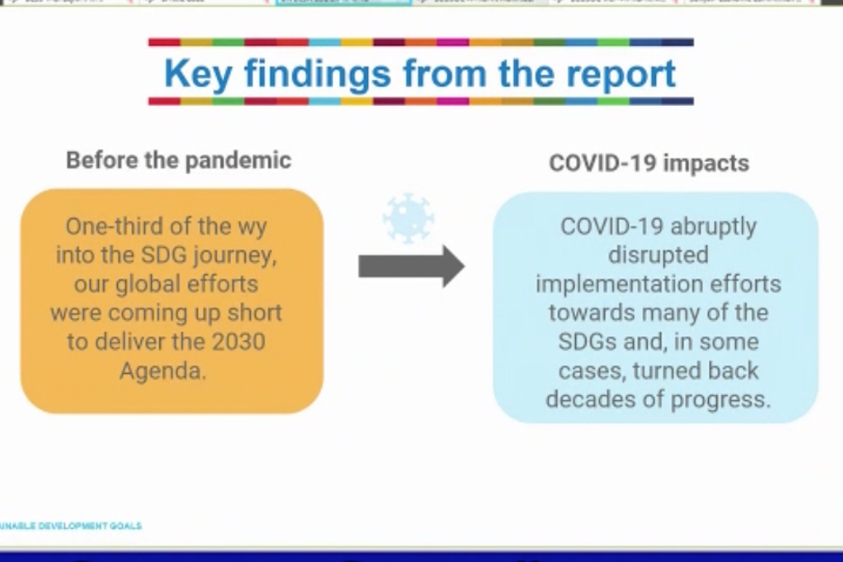 A slide from the UN Secretary-General's report on the progress towards the SDGs.