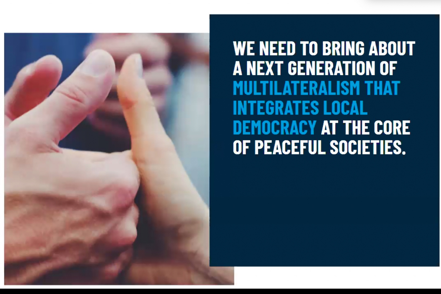 A slide from a presentation highlights the importance of local democracy.