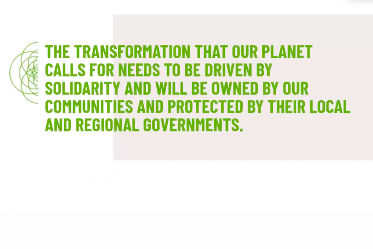 A slide highlights the important role that local and regional governments play in transformation.