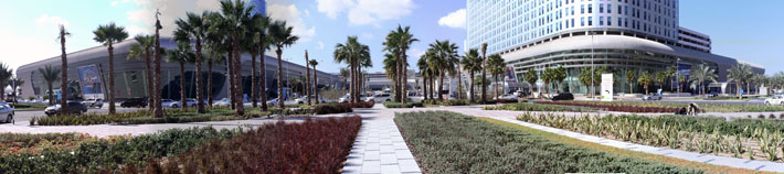 A panoramic view of the Abu Dhabi National Exhibition Centre, venue of the events.