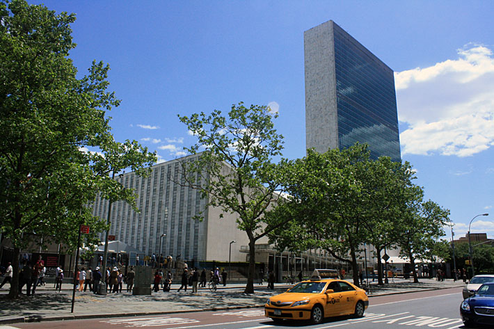 View of the UN Headquarters from First Avenue