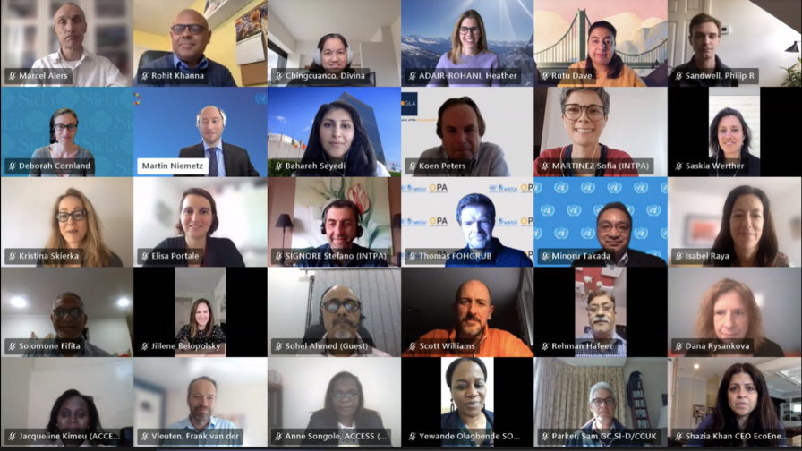 Participants in the final meeting of the Technical Working Group on Energy Access pause for a group screenshot 