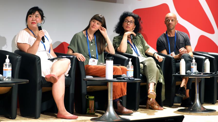 From L-R: Melina Sakiyama, GYBN Co-founder; Alicia May Donnellan Barraclough, Man and the Biosphere (MAB) Youth Network; Meriem Bouamrane, UNESCO MAB Programme; and Alexandre Capelli, Moët Hennessy Louis Vuitton