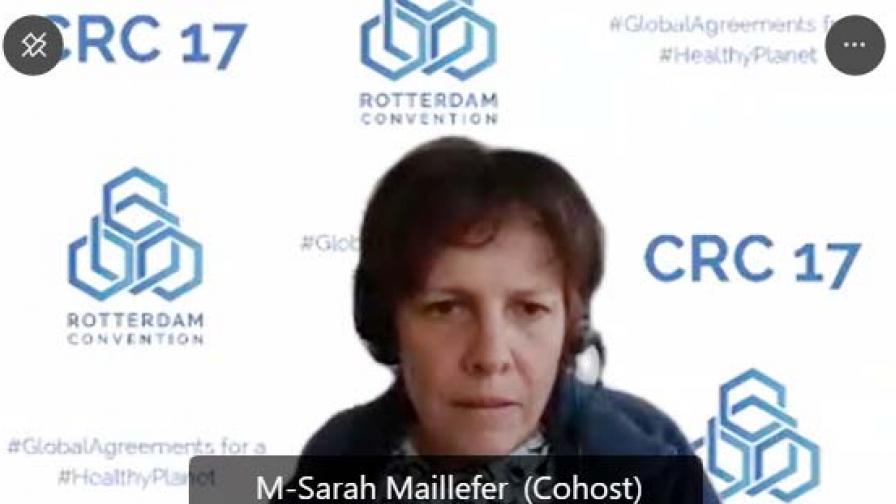 Sarah Maillefer, Switzerland, Co-Chair of the Contact Group on Thiodicarb