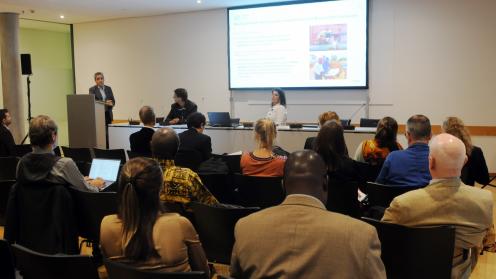Participants listen to the presentation by Joaquim Pintado Nunes, ILO