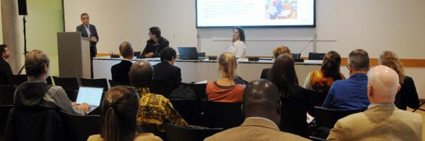 Participants listen to the presentation by Joaquim Pintado Nunes, ILO