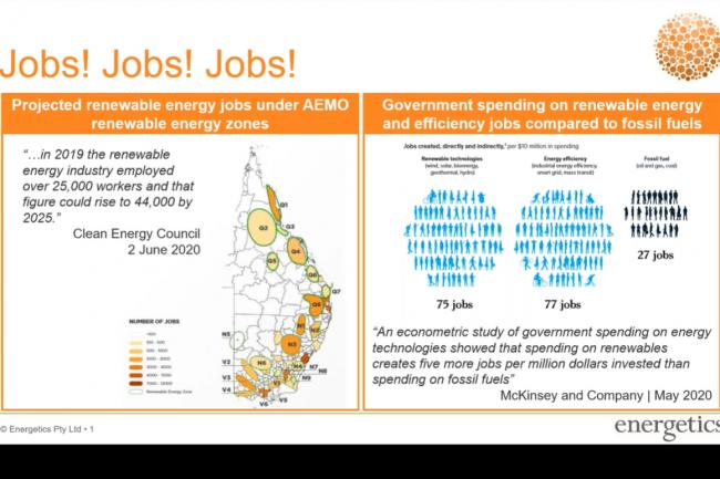 Mary Stewart, Energetics, reports the job creation potential of renewable energy.