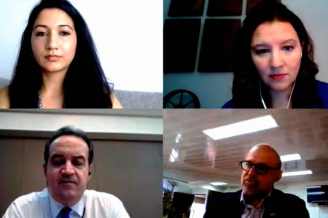 NDC event panelists (clockwise from top left): Shyla Raghav, Conservation International (moderator); Cassie Flynn, UN Development Programme; Carlos Manuel RodrÃ­guez, NDC Partnership; and Yannick Glemarec, Executive Director, Green Climate Fund (GCF).