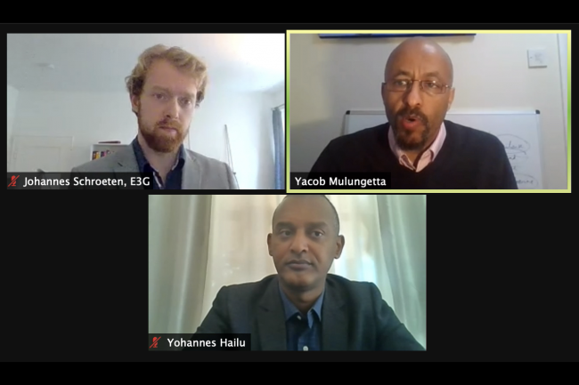 Johannes Schroeten, E3G, Yacob Mulungetta, University College London, and Yohannes Hailu, UN Economic Commission for Africa