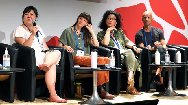 From L-R: Melina Sakiyama, GYBN Co-founder; Alicia May Donnellan Barraclough, Man and the Biosphere (MAB) Youth Network; Meriem Bouamrane, UNESCO MAB Programme; and Alexandre Capelli, Moët Hennessy Louis Vuitton