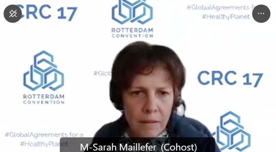 Sarah Maillefer, Switzerland, Co-Chair of the Contact Group on Thiodicarb