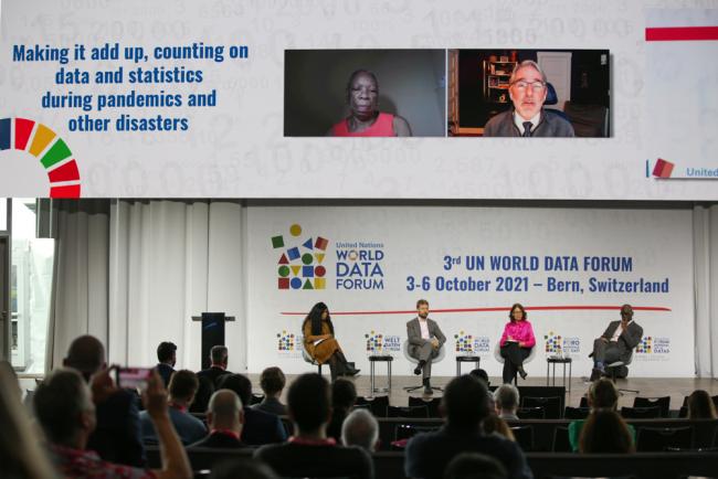 Delegates gather in plenary for the session 'Making it add up, counting on data and statistics during pandemics and other disasters'.