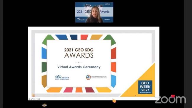 Nathalie Pettorelli, UK, presents the 2021 GEO SDG Awards