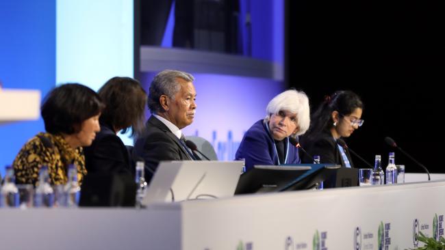 View of the dais during the event