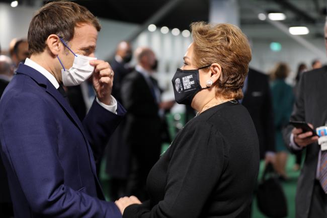 Emmanuel Macron, President of France, with UNFCCC Executive Secretary Patricia Espinosa