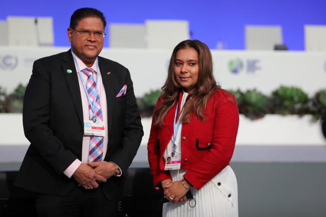 Chandrikapersad Santokhi, President of Suriname, with Melissa Santokhi, First Lady of Suriname