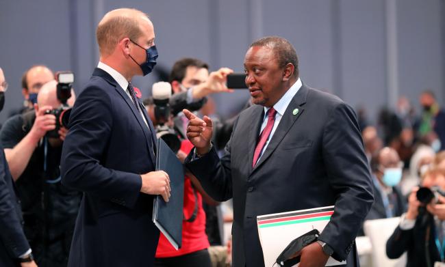 Prince William, Duke of Cambridge, with Uhuru Kenyatta, President of Kenya