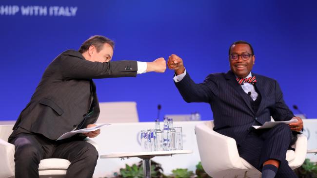 Yannick Glemarec, Executive Director, Green Climate Fund, with Akinwumi Adesina, President, African Development Bank 