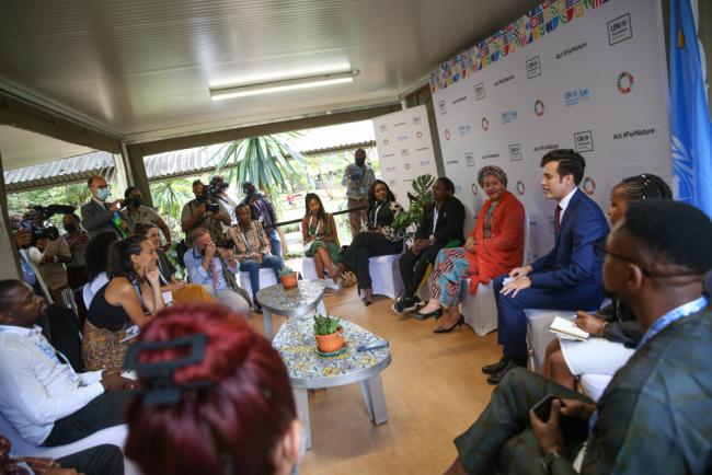 Amina J. Mohammed, UN Deputy Secretary-General meets with youth activists attending UNEA5.2