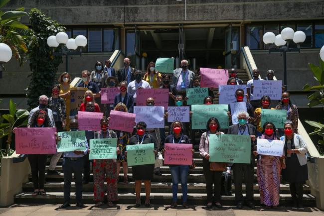 On the last day of UNEP@50, members of civil society demonstrate