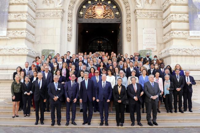 Participants pose for a group photo during the 13th Meeting of the Monaco Blue Initiative