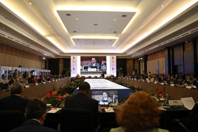 Dignitaries attend a ministerial roundtable to discuss Thinking Resilience: Changing the Approach to Disaster Risk Reduction Financing 
