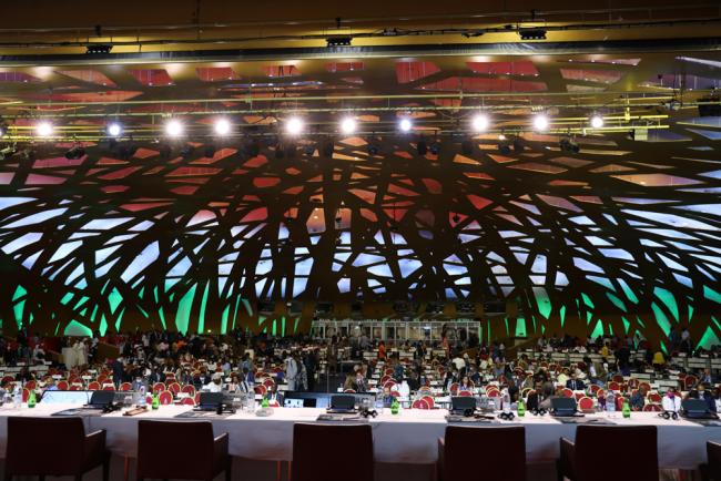 The plenary room is full as delegates wait for the start of the COW closing plenary