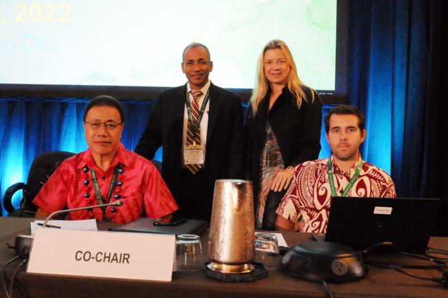 GEF Council Co-Chair Ali’ioiga Feturi Elisaia, Samoa; Akhteruzzaman Sano and Maria Leichner, GEF CSO Network; and Nicolás Alejandro Márquez, GEF Secretariat