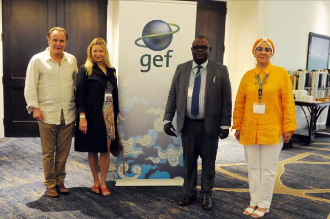 L-R: Juan Enrique Gomensoro and Maria Leichner, GEF CSO Network; Jonah Stanley, Nigeria; and Sana Taktak Keskes, Association of Continuity of Generations, Tunisia
