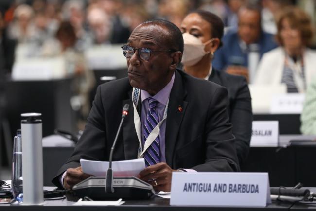 Molwyn Joseph, Minister of Health, Wellness and the Environment, Antigua and Barbuda, speaking on behalf of the Alliance of Small Island States (AOSIS)