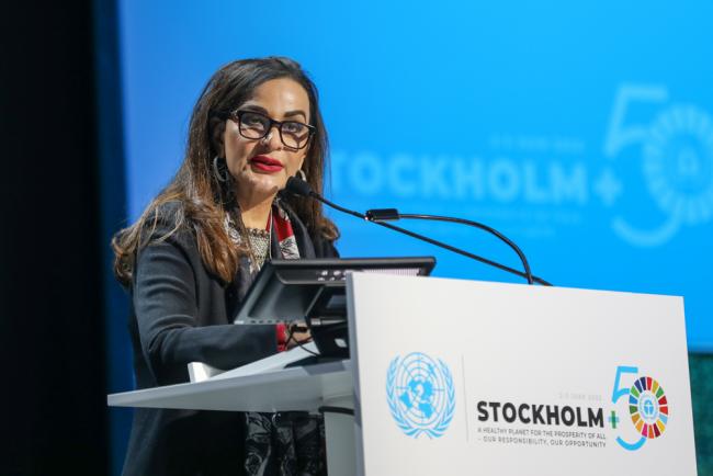 Sherry Rehman, Minister of Climate Change, Pakistan, speaking on behalf of the G-77/China