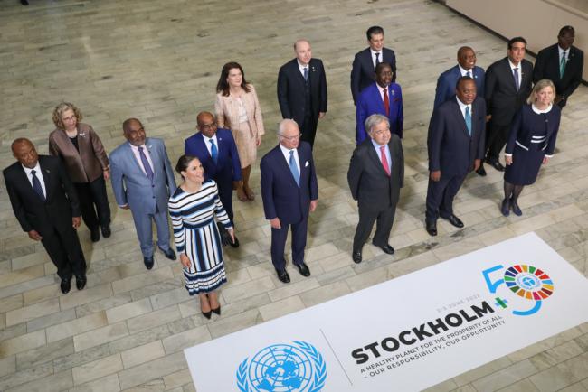 Family photo of high-level dignitaries attending Stockholm+50