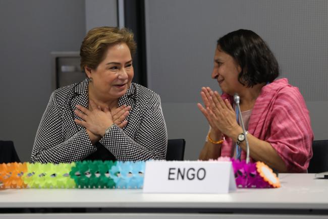 Patricia Espinosa, Executive Secretary, UNFCCC, is thanked by Tasneem Essop, Climate Action Network (CAN), on behalf of all observers, for her work within the climate process over the years
