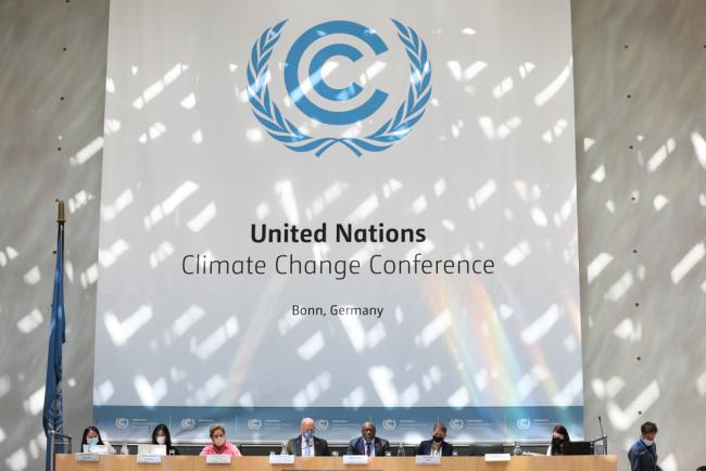 View of the dais during the Ocean and Climate Change Dialogue