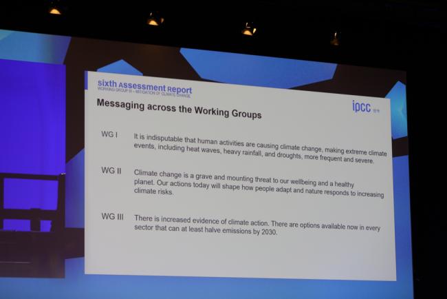 The key messages from the three IPCC working groups are shared
