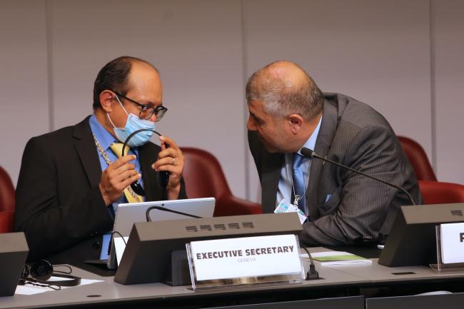 Rolph Payet, Executive Secretary of the BRS Conventions, and Mohammed Khashashneh, Vice-President of the 15th meeting of the Rotterdam Convention Conference of the Parties (COP15) - BRS COPs - 13June2022 - Photo