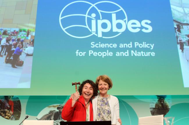Ana María Hernández Salgar, IPBES Chair, and Anne Larigauderie, IPBES Executive Secretary
