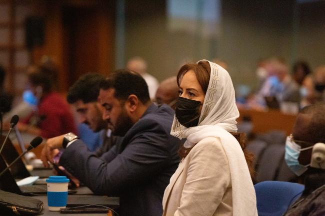 Delegates listen to the TEAP - OEWG-44-ExMOP-5 - 12Jul2022 - Photo.jpg