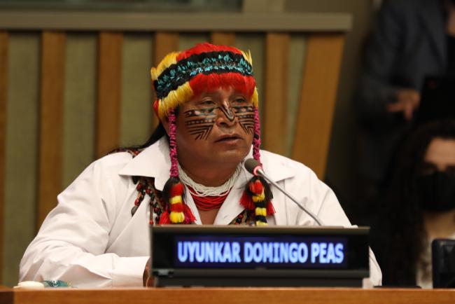 Uyunkar Domingo Peas, Ecuador’s Achuar people, and representative for the Confederation of Indigenous Nations of the Ecuadorian Amazon